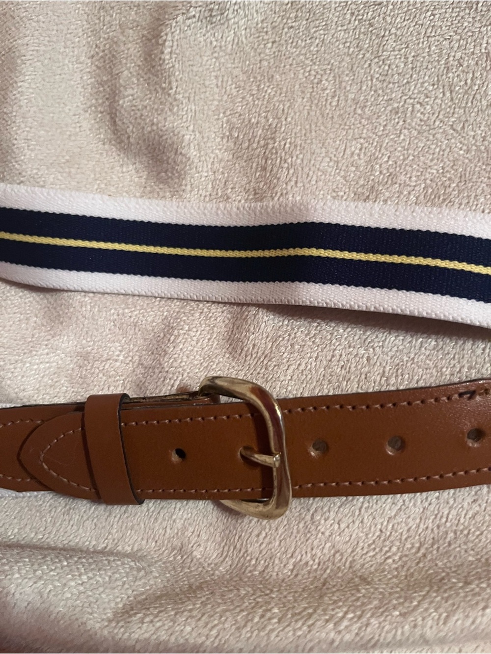 Classic Navy Yellow White striped belt belt